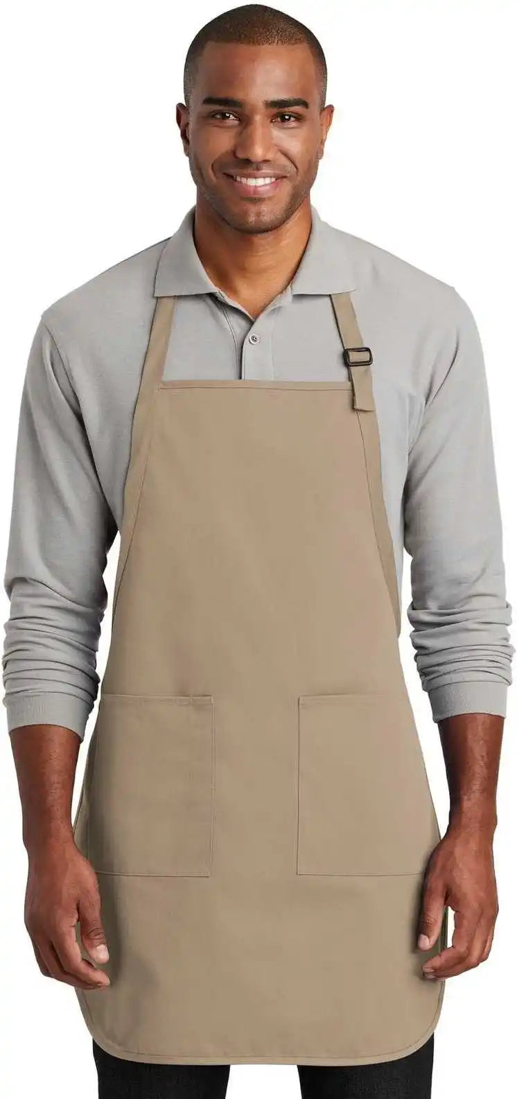 Port Authority A600 Full-length Two-pocket Bib Apron - Khaki - one Size Fits Most