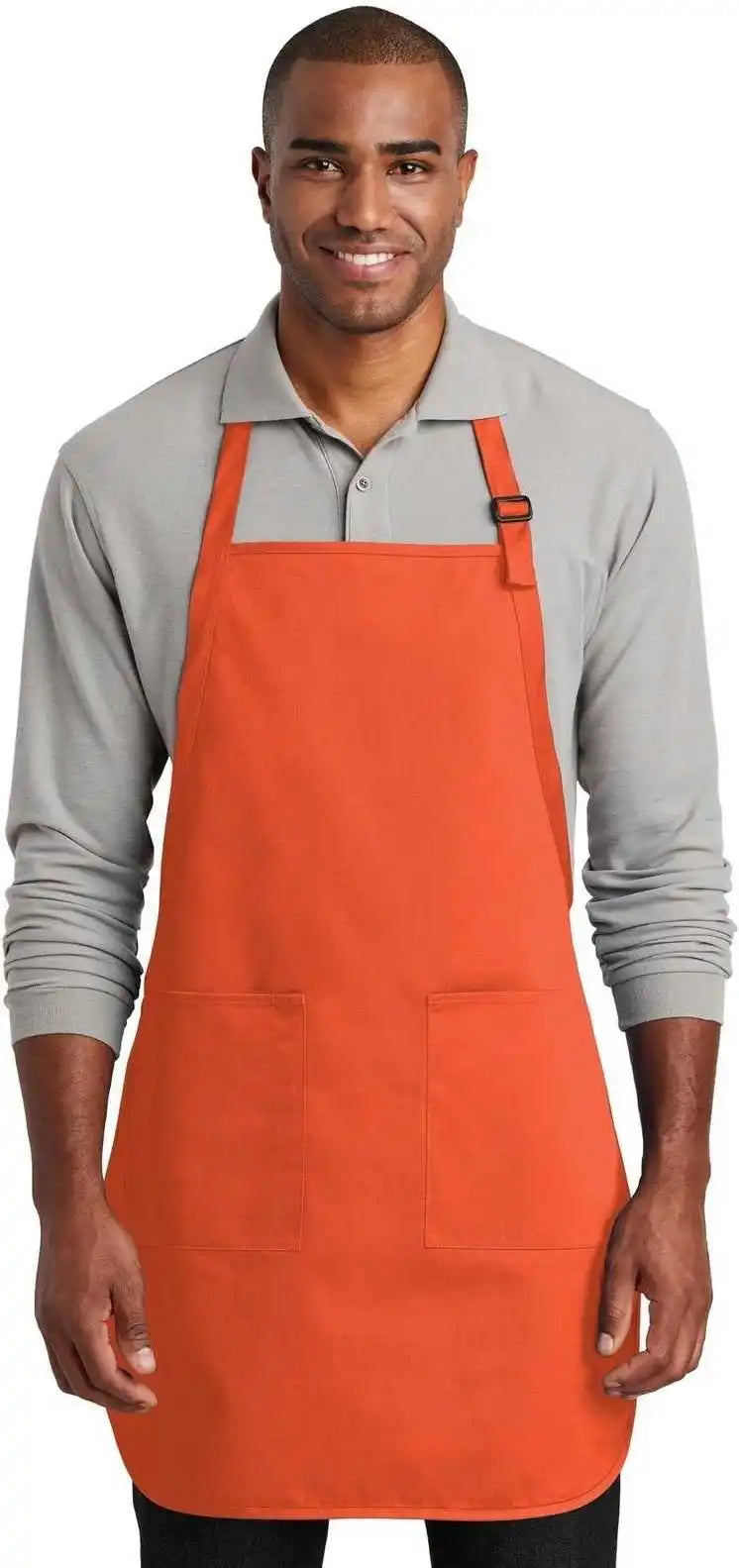 Port Authority A600 Full Length Two Pocket Bib Apron Orange / one Size Fits Most