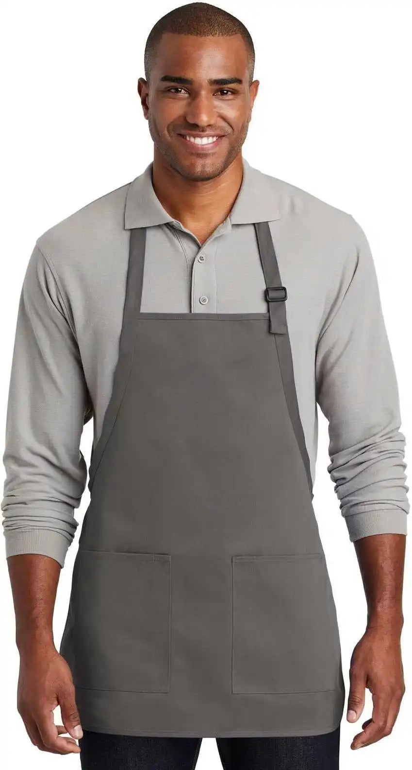 Port Authority A601 Medium-length Two-pocket Bib Apron - Charcoal - Dark Gray / one Size Fits Most