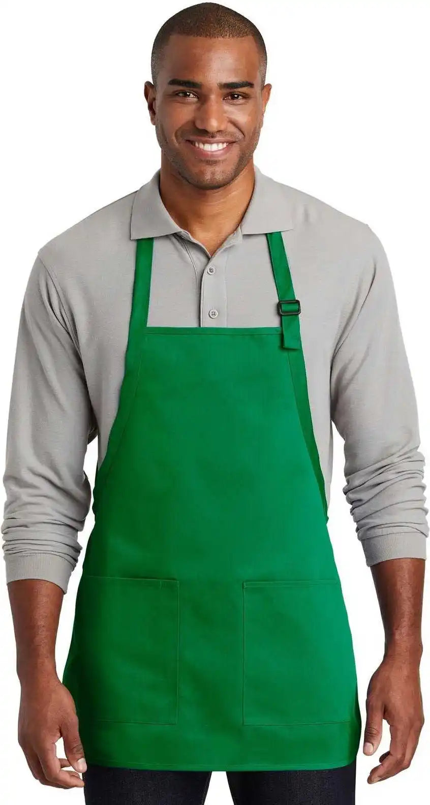 Port Authority A601 Medium Length Two Pocket Bib Apron Kelly Green / one Size Fits Most