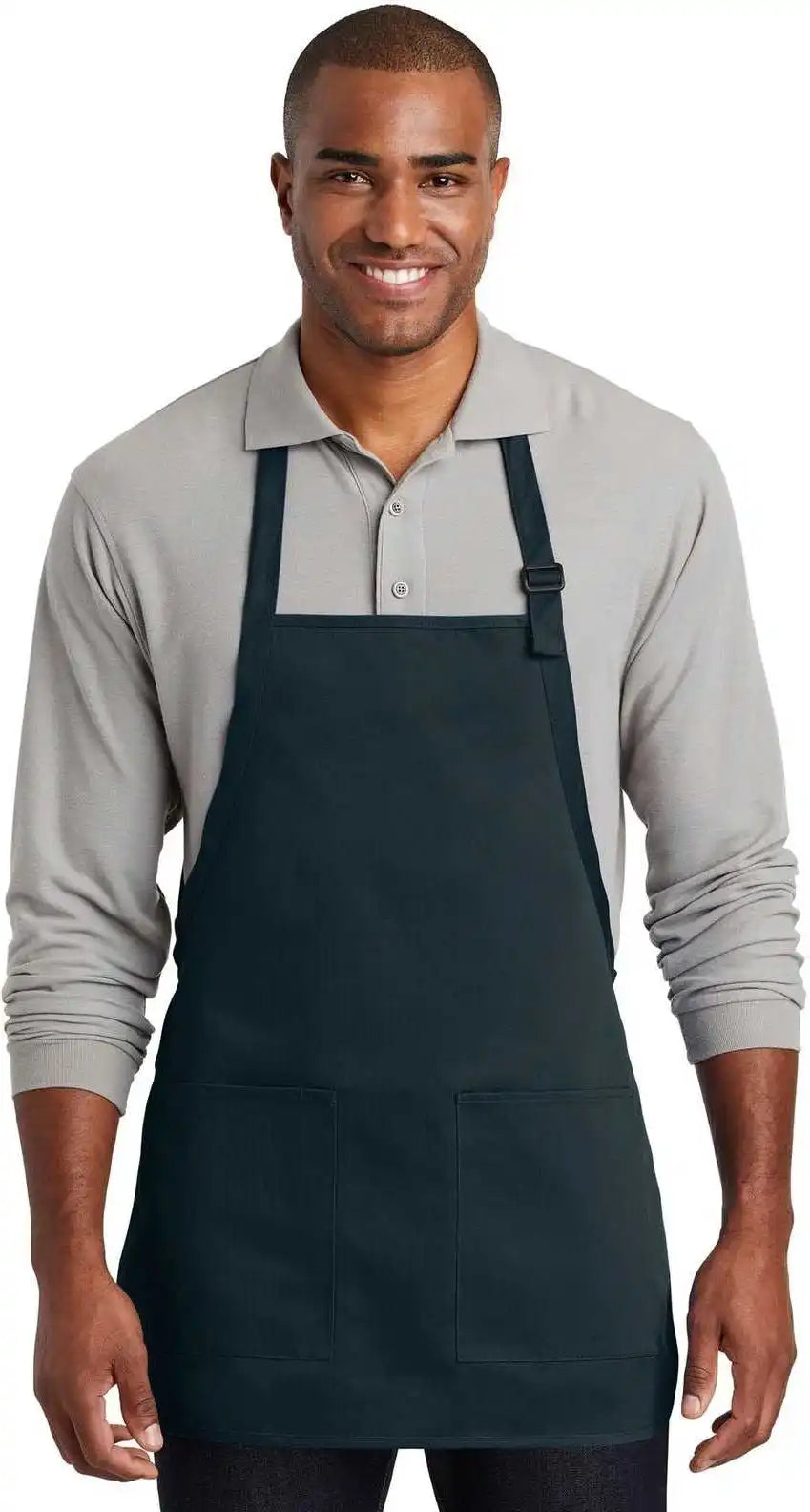 Port Authority A601 Medium Length Two Pocket Bib Apron Navy / one Size Fits Most