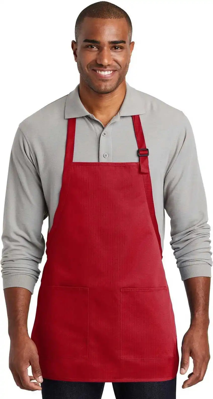 Port Authority A601 Medium-length Two-pocket Bib Apron - Red - one Size Fits Most