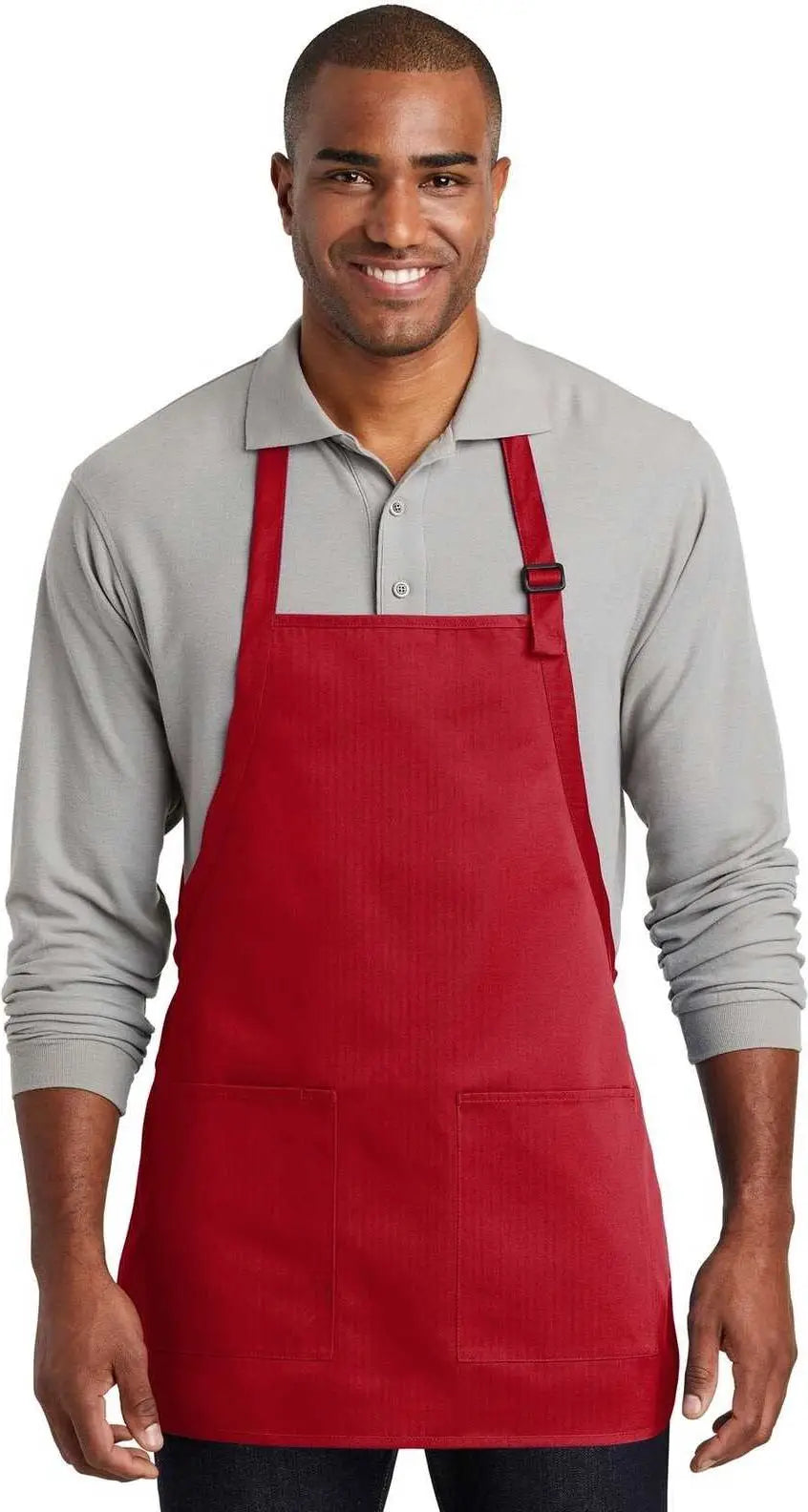 Port Authority A601 Medium-length Two-pocket Bib Apron - Red - one Size Fits Most