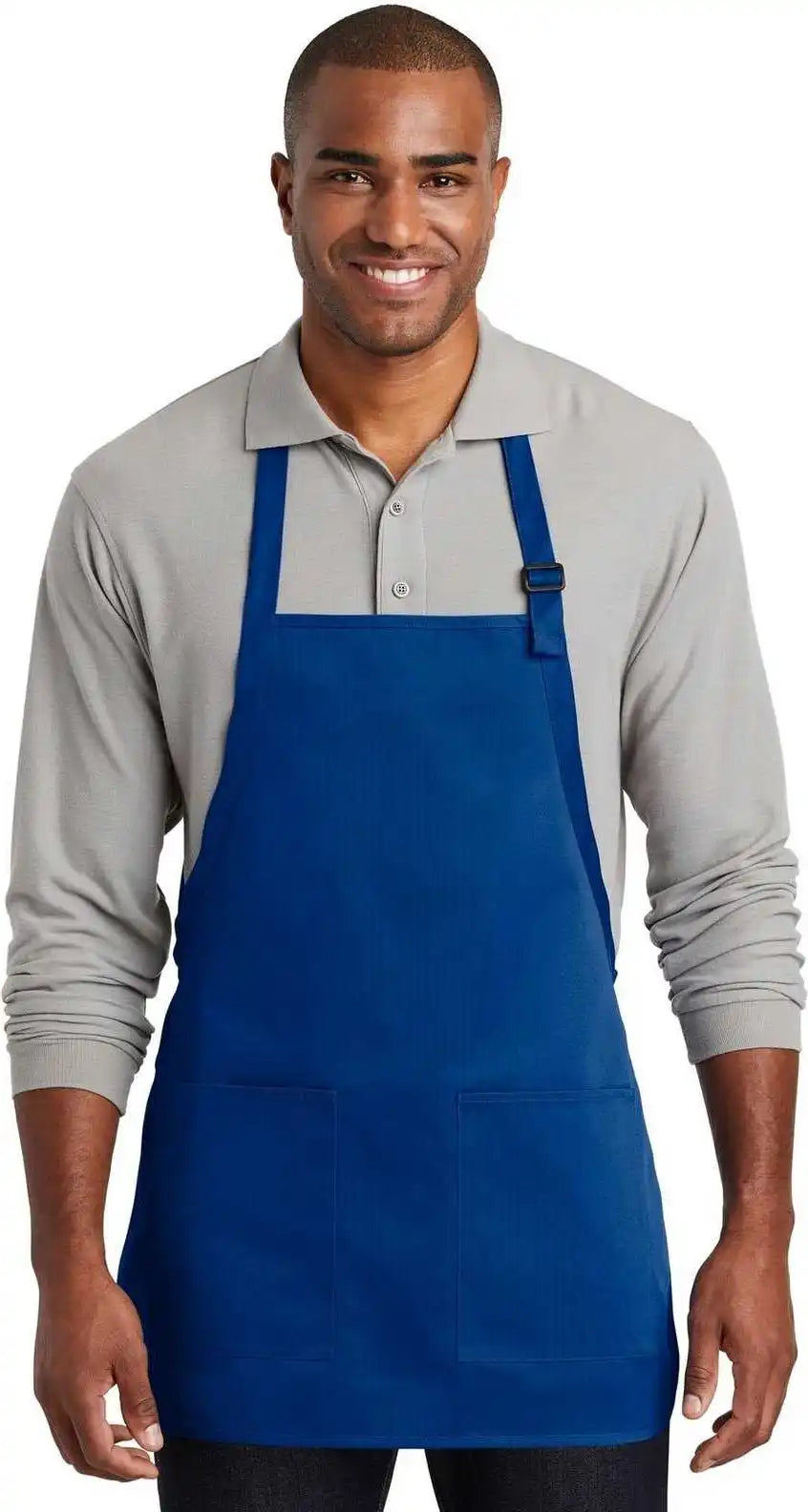 Port Authority A601 Medium Length Two Pocket Bib Apron Royal / one Size Fits Most