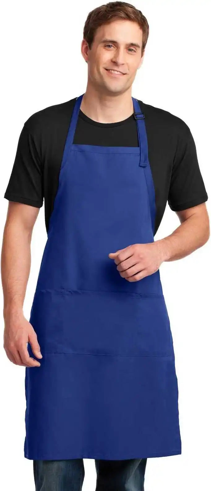 Port Authority A700 Easy Care Extra Long Bib Apron with Stain Release Royal / one Size Fits Most