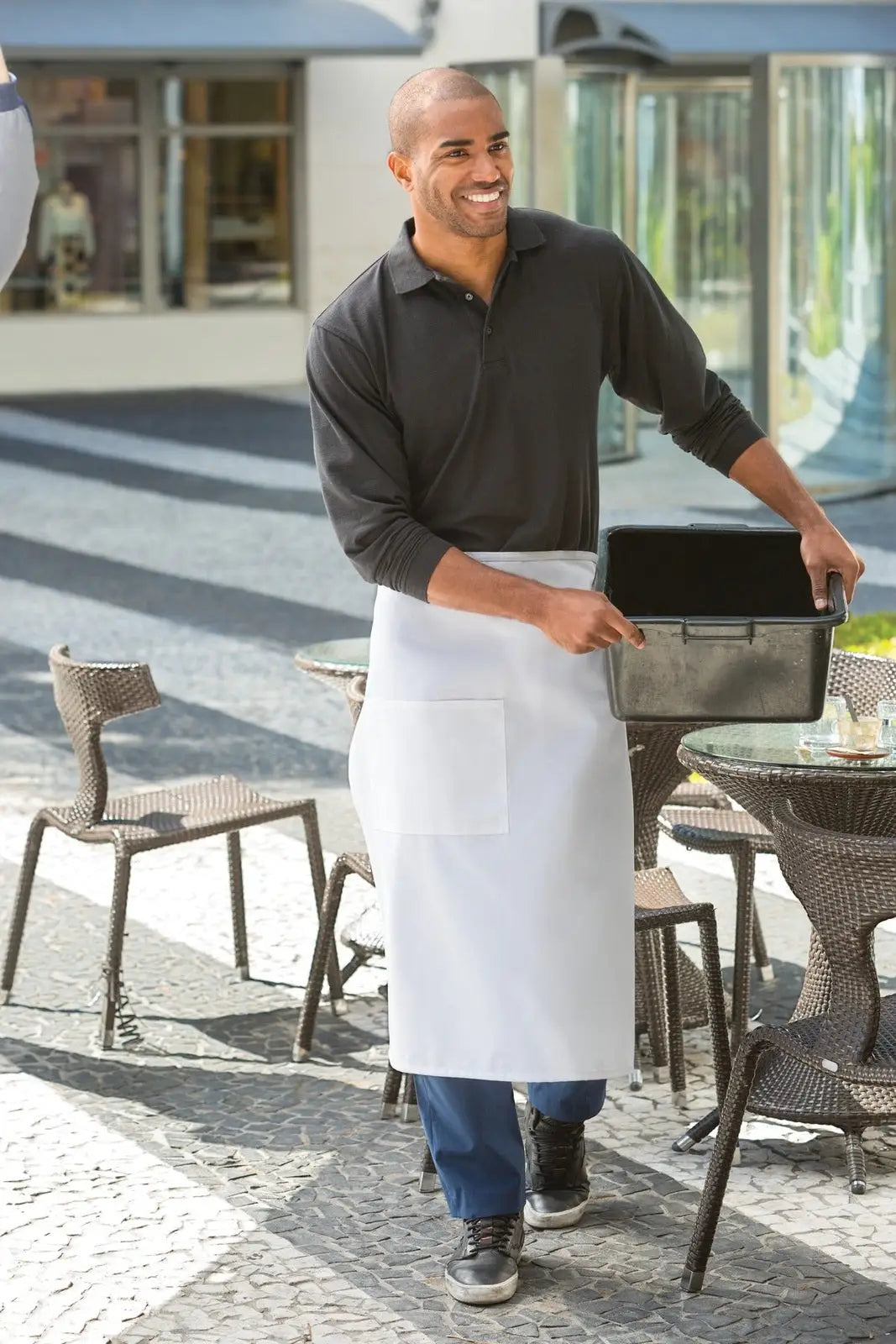 Port Authority A701 Easy Care Full Bistro Apron with Stain Release - Black / Adult Osfa