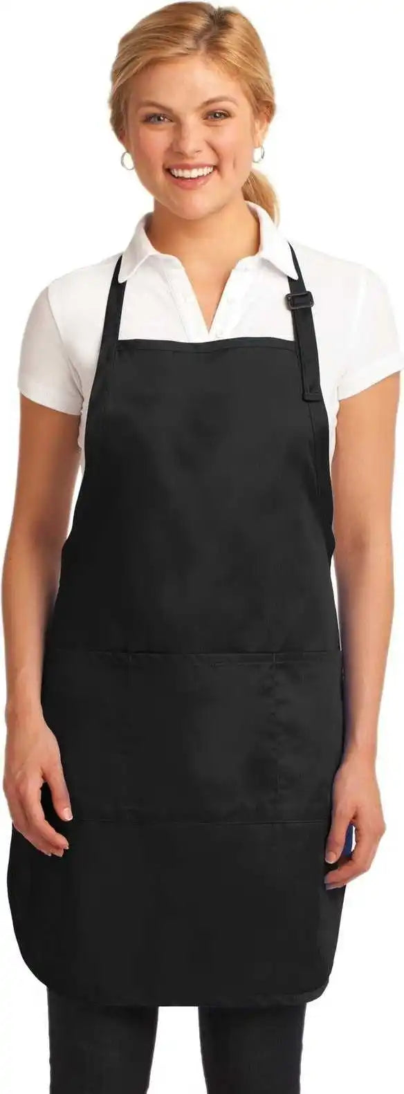 Port Authority A703 Easy Care Full-length Apron with Stain Release - Black - one Size Fits Most