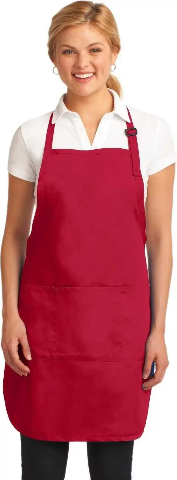 Port Authority A703 Easy Care Full-length Apron with Stain Release - Red - one Size Fits Most