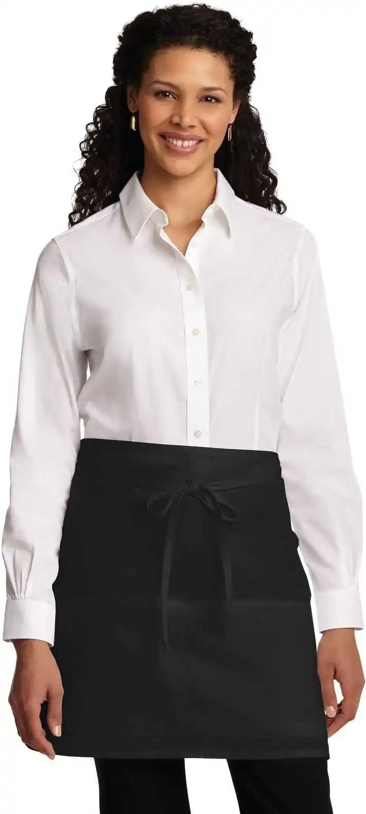 Port Authority A706 Easy Care Half Bistro Apron with Stain Release - Black - one Size Fits Most