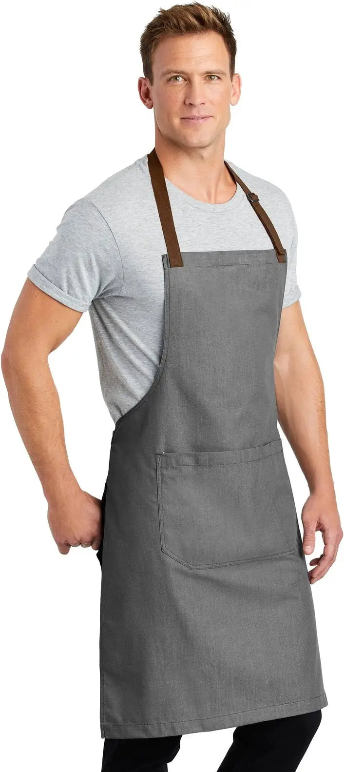 Port Authority A800 Market Full-length Bib Apron - Ash Gray