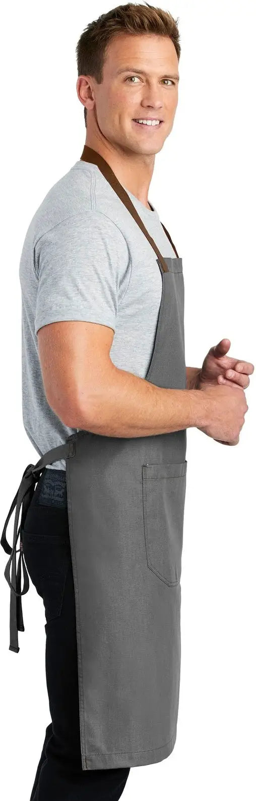 Port Authority A800 Market Full-length Bib Apron - Ash Gray