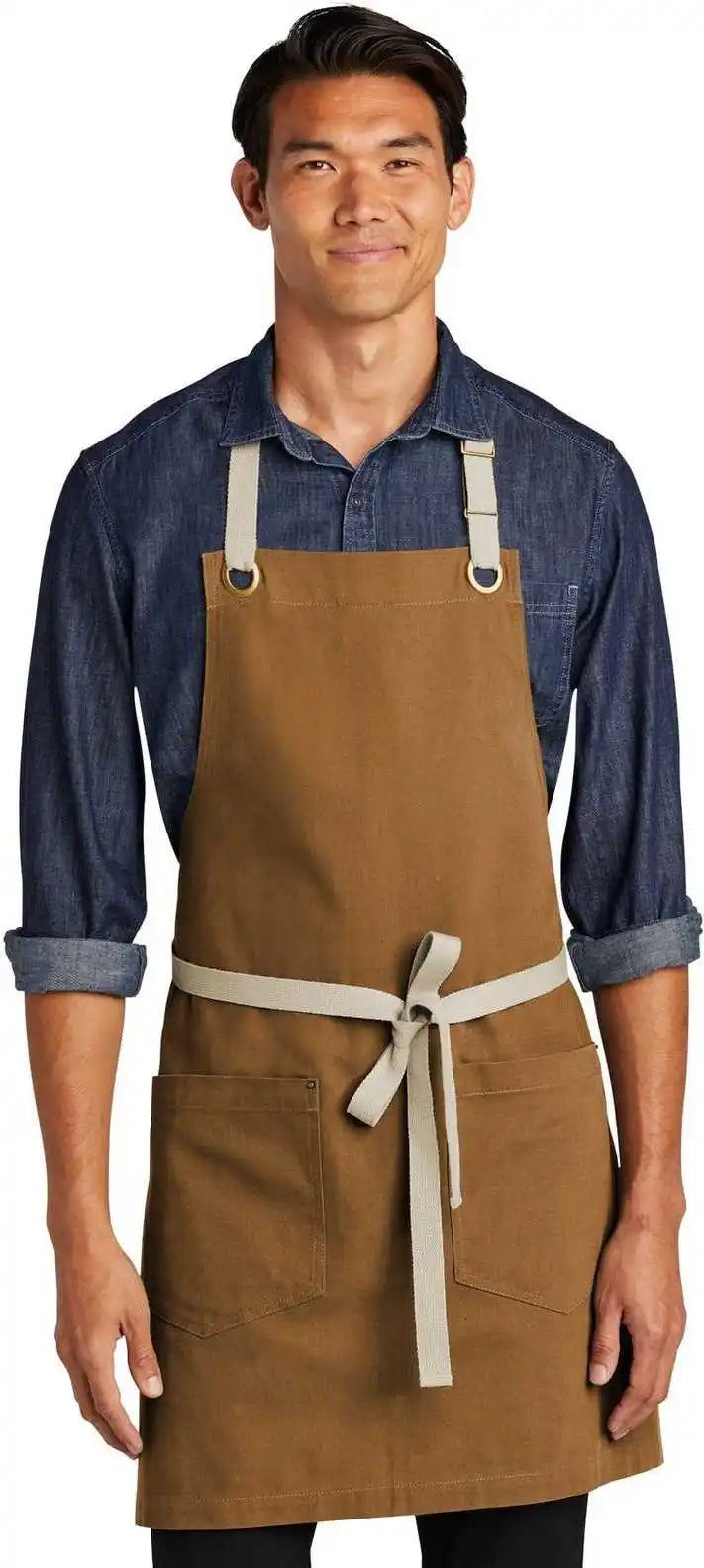 Port Authority A815 Canvas Full Length Two Pocket Apron Duck Brown Stone Gray / Adult Osfm