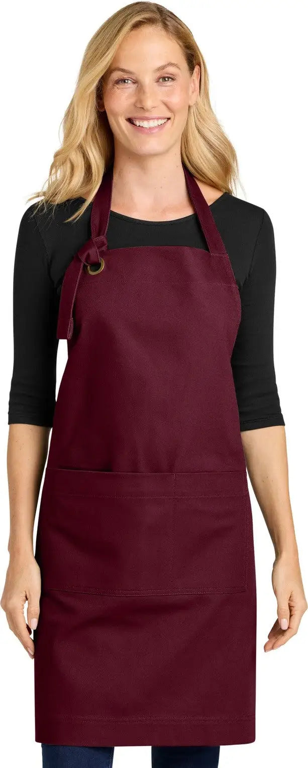 Port Authority A900 Signature Heavy Twill Bib Apron - Burgundy - Adult Osfa