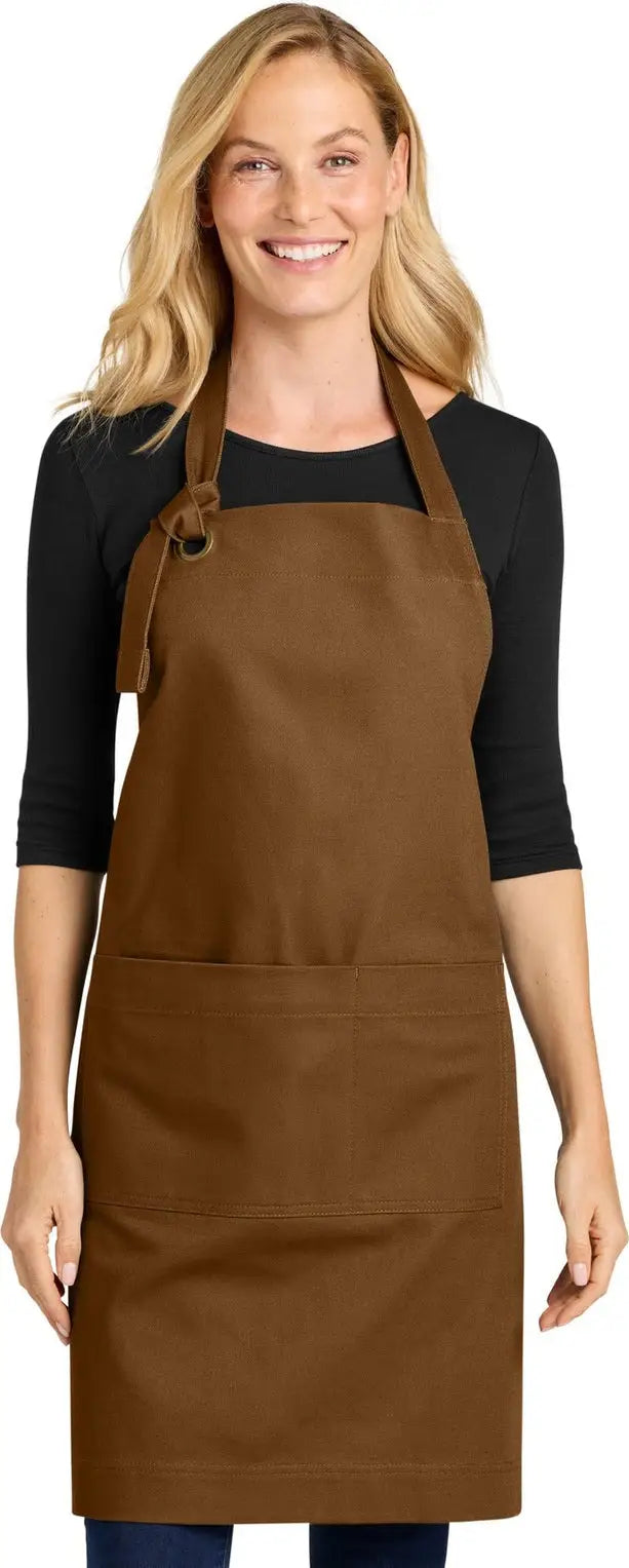 Port Authority A900 Signature Heavy Twill Bib Apron - Duck Brown - Adult Osfa
