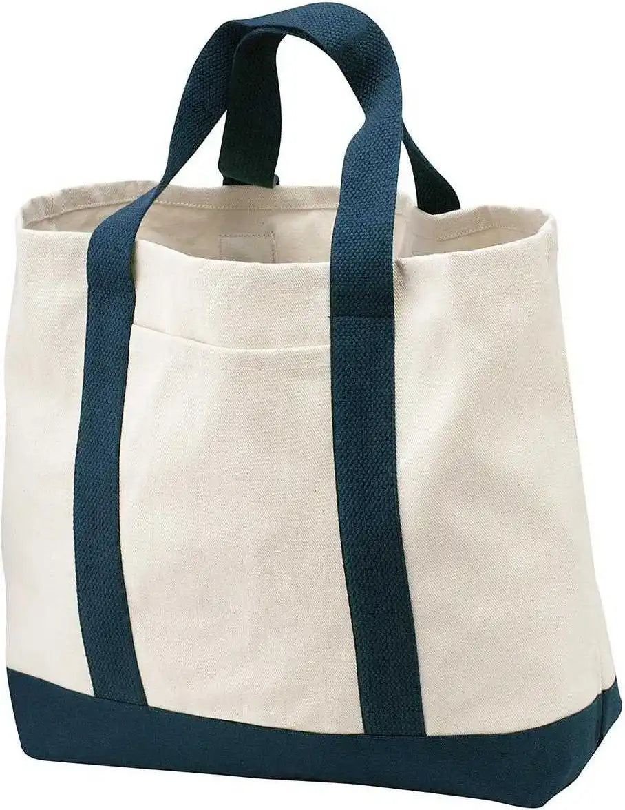 Port Authority B400 Two Tone Shopping Tote Natural Navy Ivory