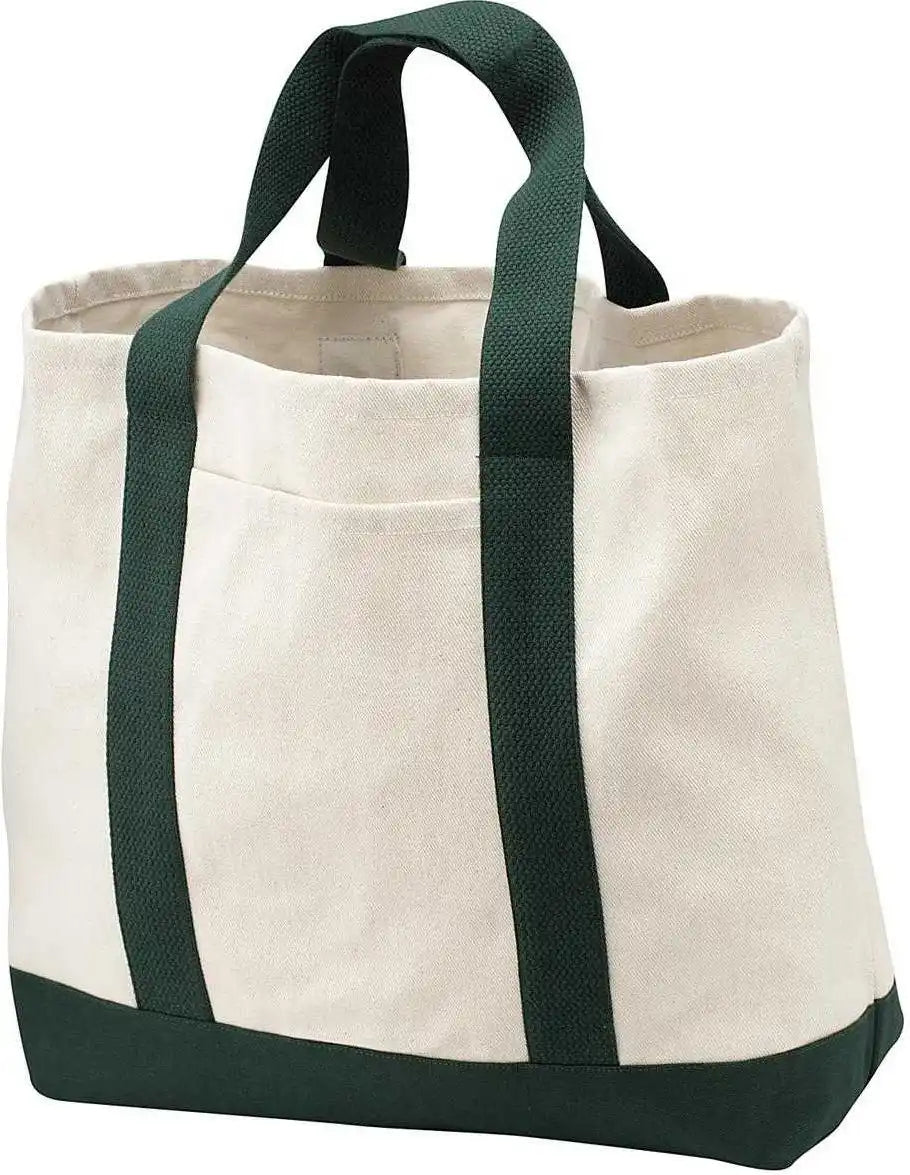 Port Authority B400 Two Tone Shopping Tote Natural Spruce Forest