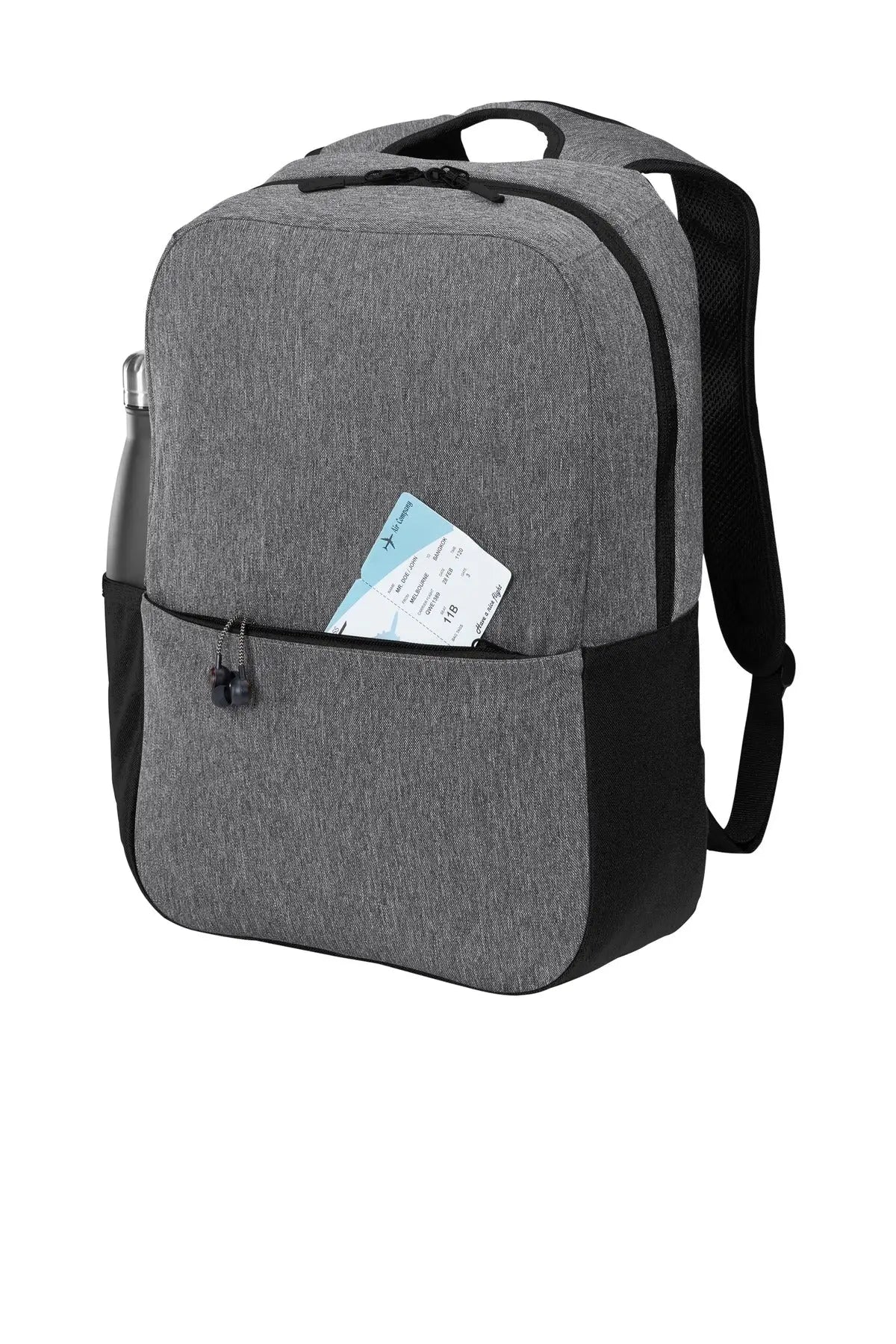 Port Authority Bg218 Access Square Backpack - Heather Gray Black