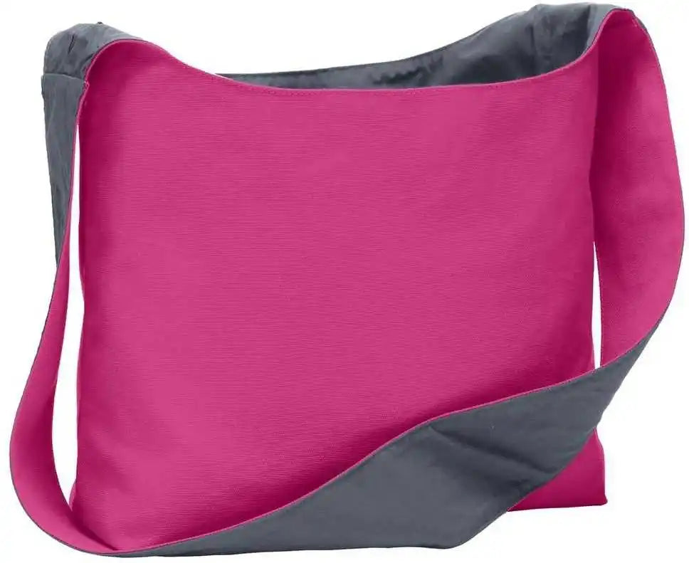 Port Authority Bg405 Cotton Canvas Sling Bag Tropical Pink Charcoal Dark Gray