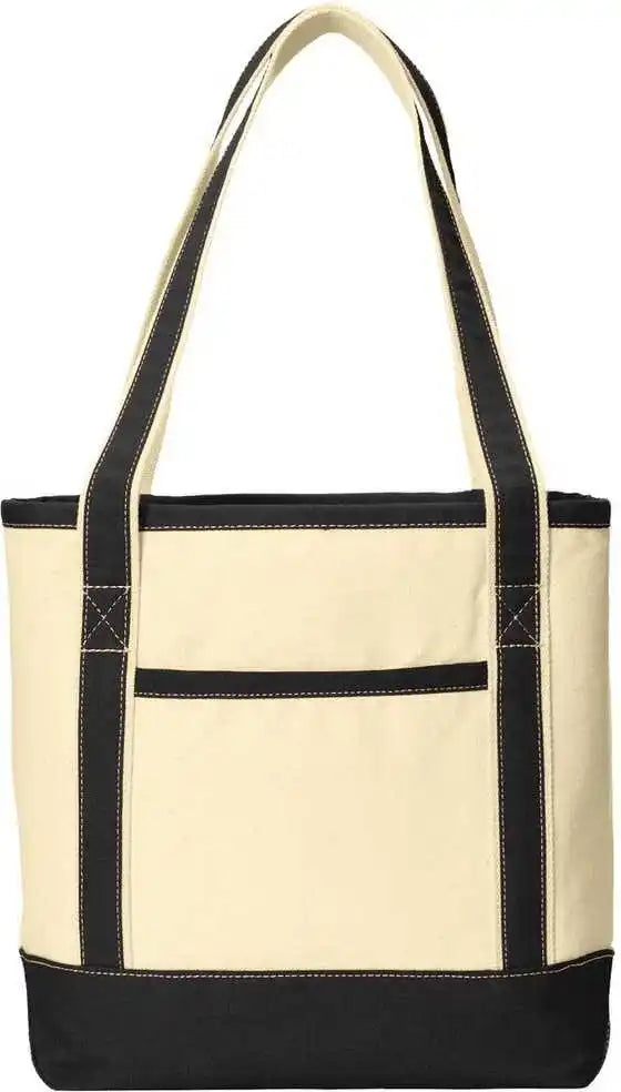Port Authority Bg412 Medium Cotton Canvas Boat Tote Natural Black