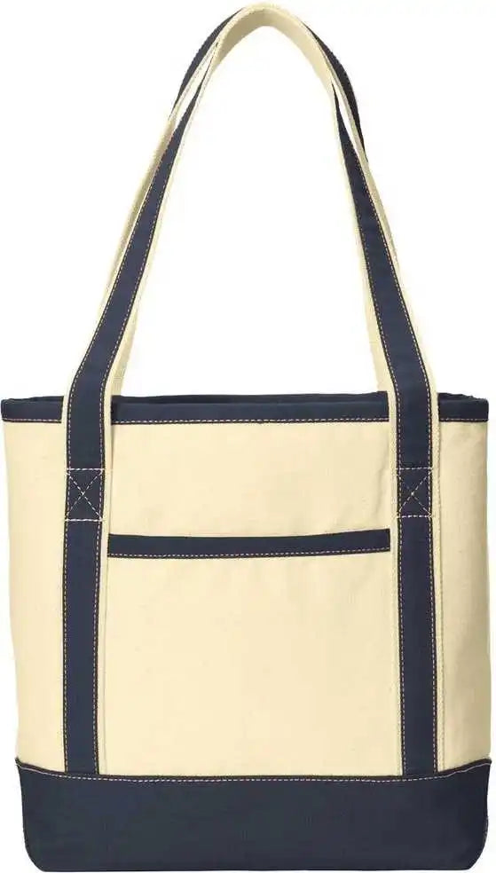 Port Authority Bg412 Medium Cotton Canvas Boat Tote Natural Navy Ivory