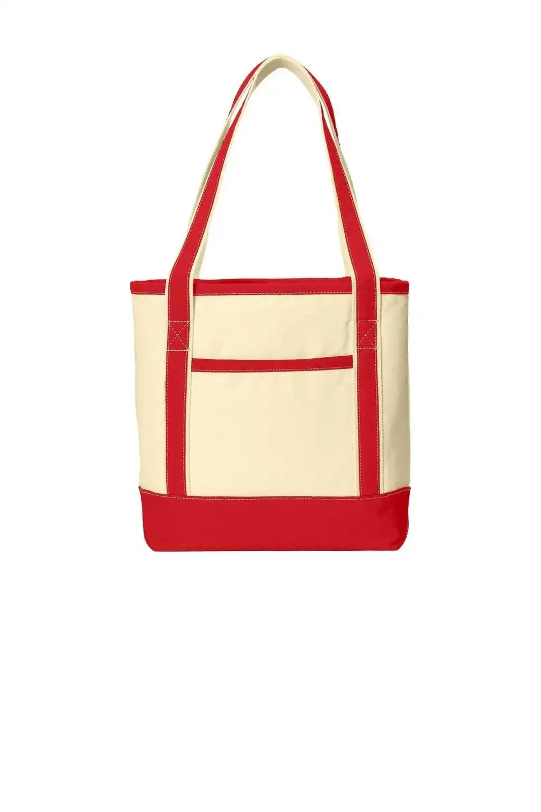 Port Authority Bg412 Medium Cotton Canvas Boat Tote - Natural Red - Ivory