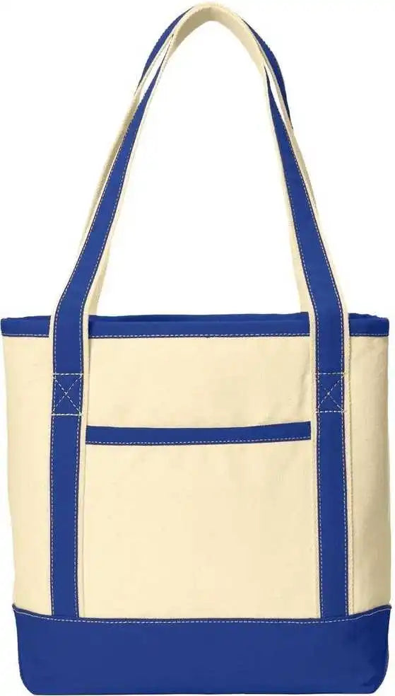 Port Authority Bg412 Medium Cotton Canvas Boat Tote Natural True Royal Ivory