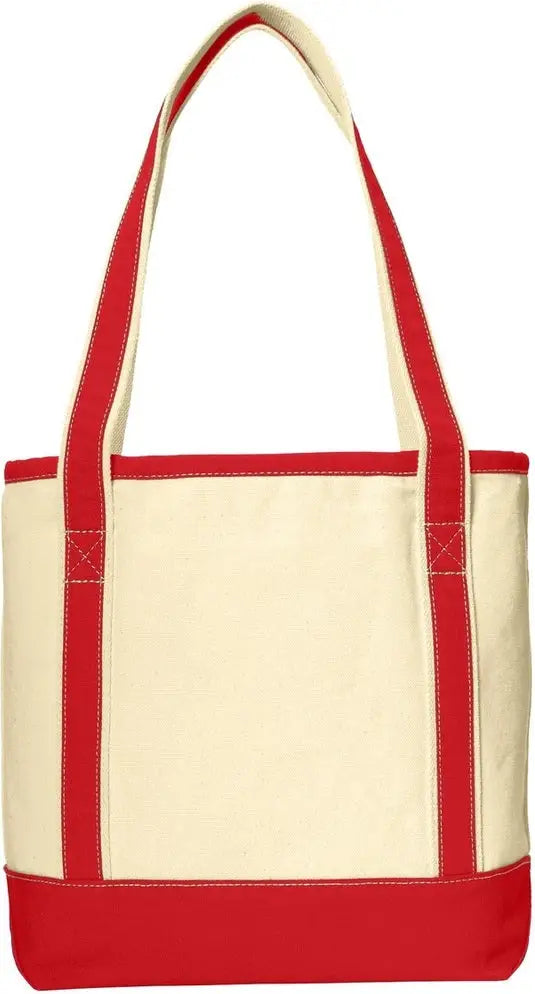 Port Authority Bg412 Medium Cotton Canvas Tote - Natural Red - Natural/