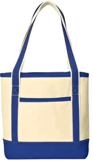 Port Authority Bg412 Medium Cotton Canvas Tote - Natural True Royal - Natural/