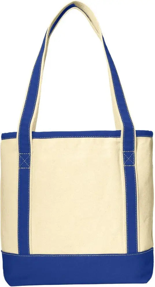 Port Authority Bg412 Medium Cotton Canvas Tote - Natural True Royal - Natural/