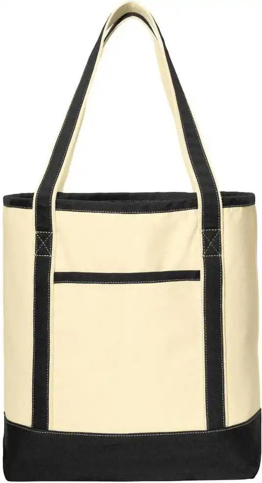 Port Authority Bg413 Large Cotton Canvas Boat Tote Natural Black