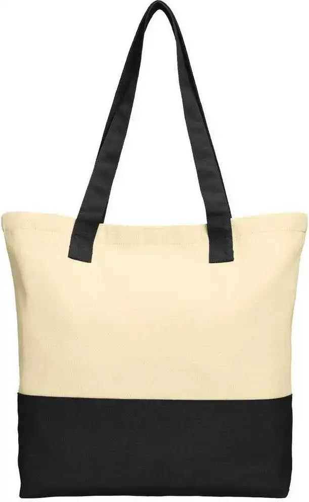 Port Authority Bg414 Colorblock Cotton Tote - Natural Black