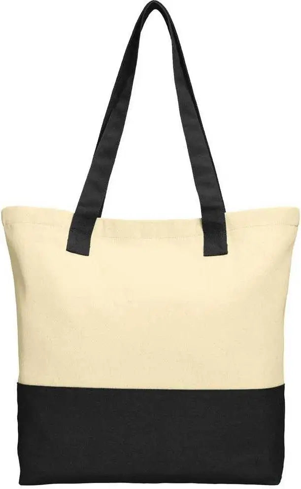 Port Authority Bg414 Colorblock Cotton Tote - Natural Black