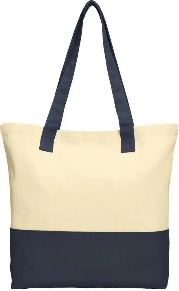 Port Authority Bg414 Colorblock Cotton Tote - Natural Navy - Ivory