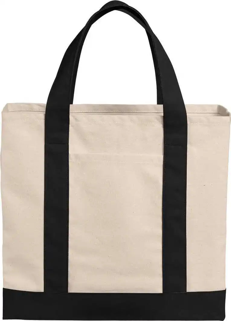 Port Authority Bg429 Cotton Canvas Two Tone Tote Nat/deepbk / Osfa