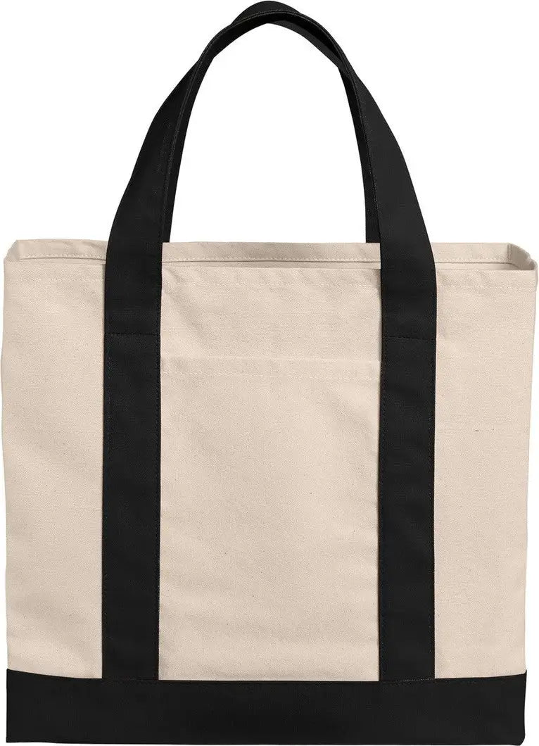 Port Authority Bg429 Cotton Canvas Two-tone Tote - Natural Deep Black - Natural/