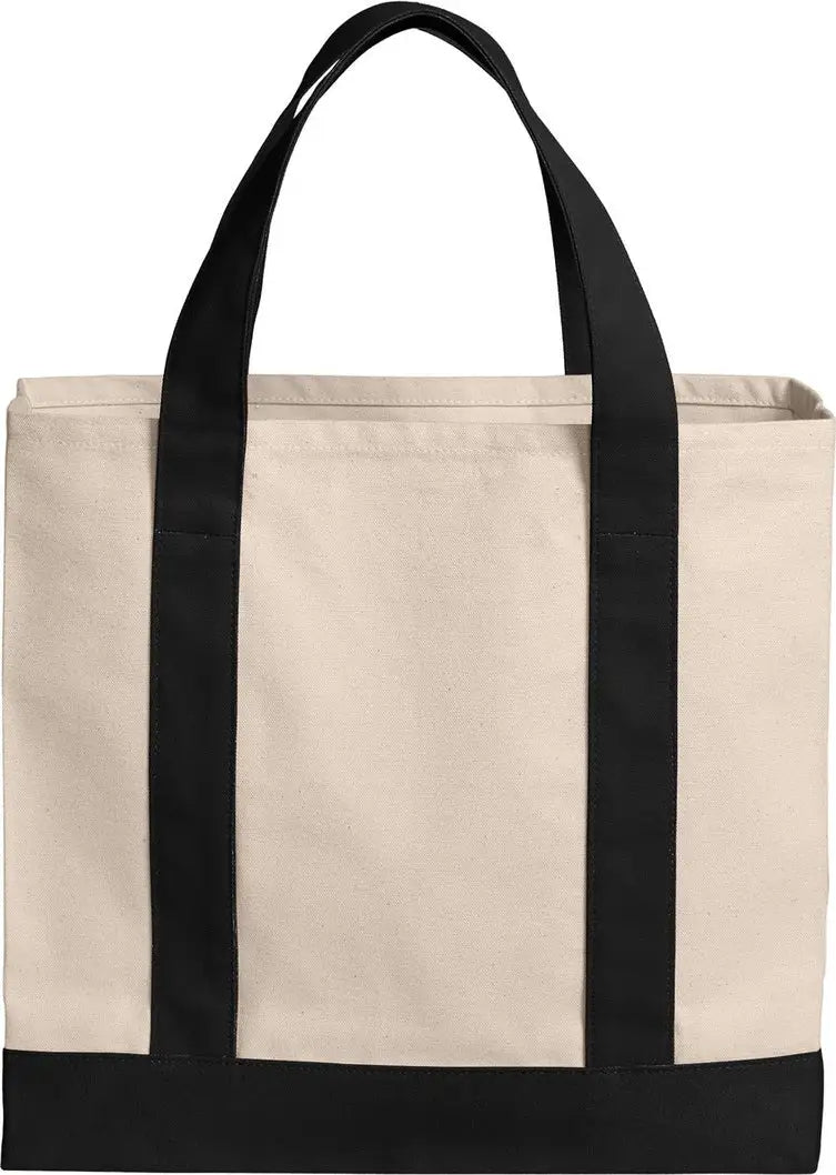 Port Authority Bg429 Cotton Canvas Two-tone Tote - Natural Deep Black - Natural/