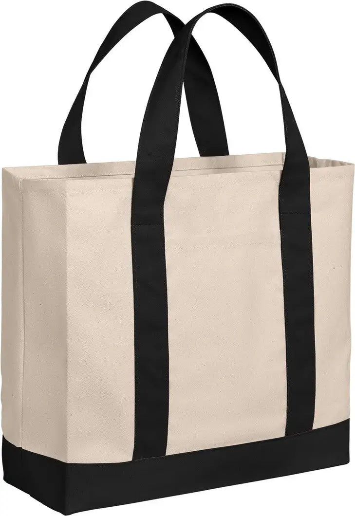 Port Authority Bg429 Cotton Canvas Two-tone Tote - Natural Deep Black - Natural/