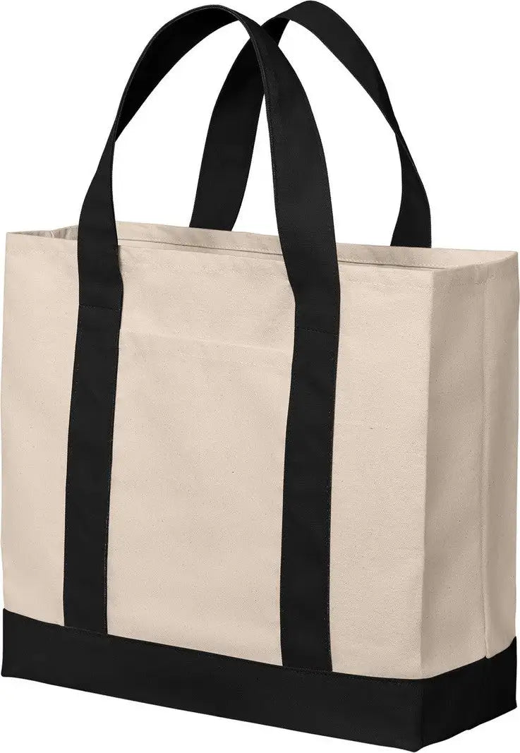 Port Authority Bg429 Cotton Canvas Two-tone Tote - Natural Deep Black - Natural/