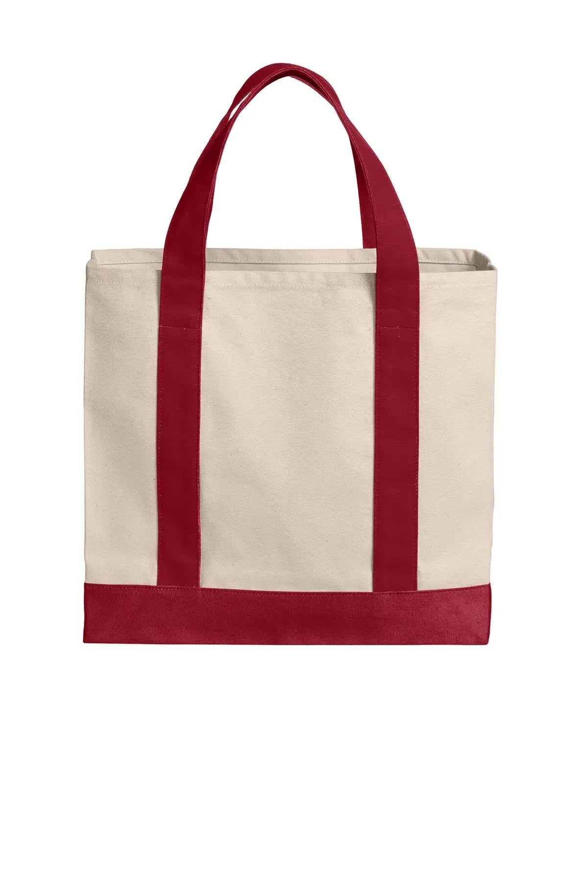 Port Authority Bg429 Cotton Canvas Two-tone Tote - Natural Deep Red - Natural/