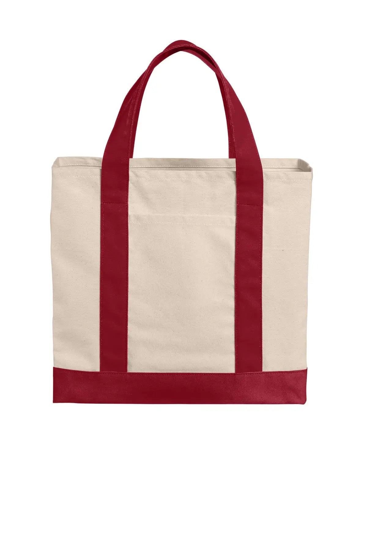 Port Authority Bg429 Cotton Canvas Two-tone Tote - Natural Deep Red - Natural/