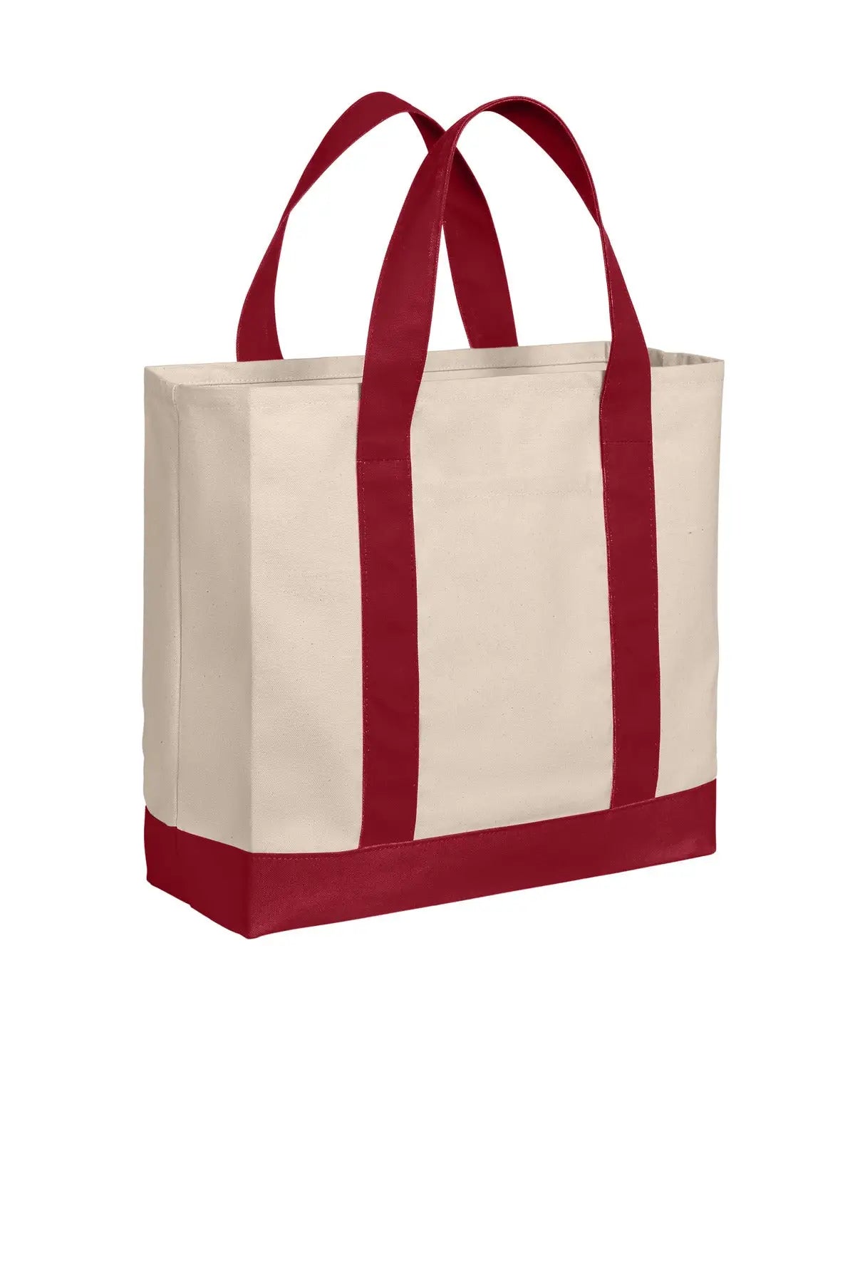 Port Authority Bg429 Cotton Canvas Two-tone Tote - Natural Deep Red - Natural/