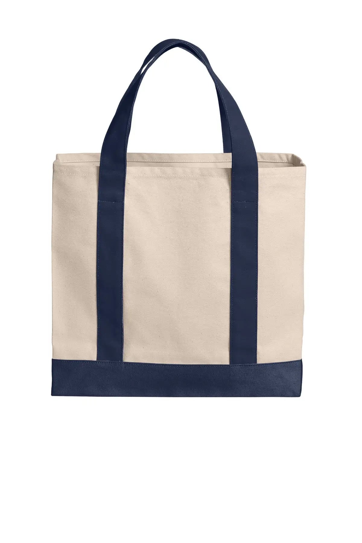 Port Authority Bg429 Cotton Canvas Two-tone Tote - Natural River Blue Navy - Natural/