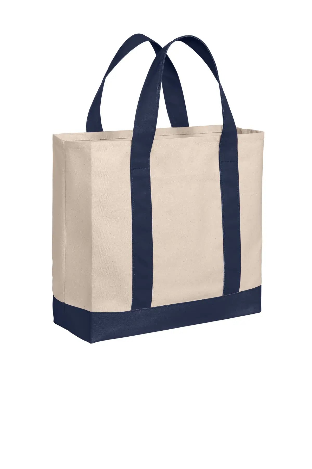 Port Authority Bg429 Cotton Canvas Two-tone Tote - Natural River Blue Navy - Natural/