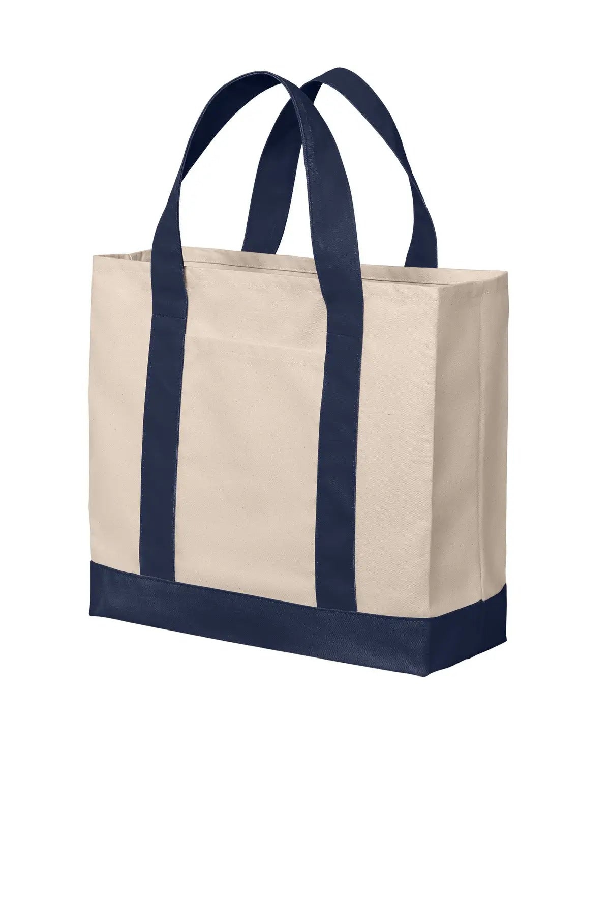 Port Authority Bg429 Cotton Canvas Two-tone Tote - Natural River Blue Navy - Natural/