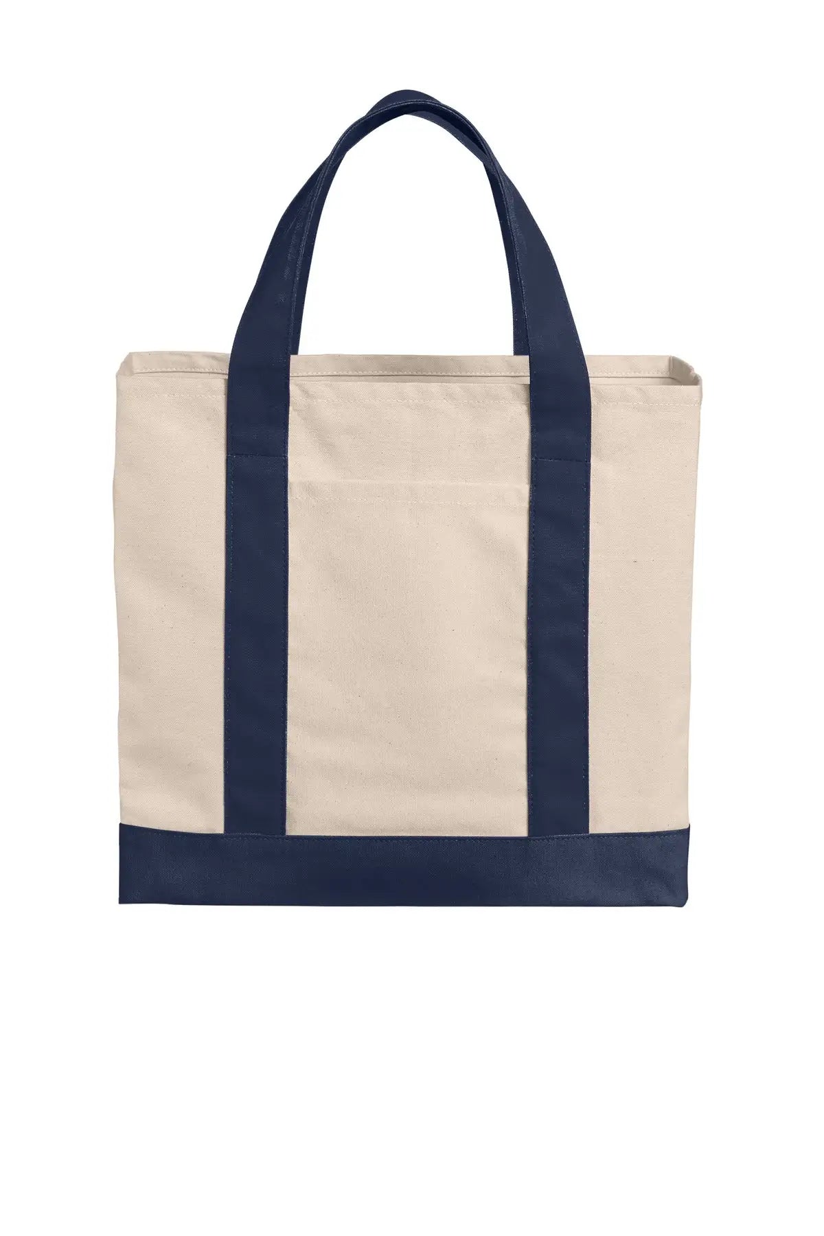 Port Authority Bg429 Cotton Canvas Two-tone Tote - Natural River Blue Navy - Natural/