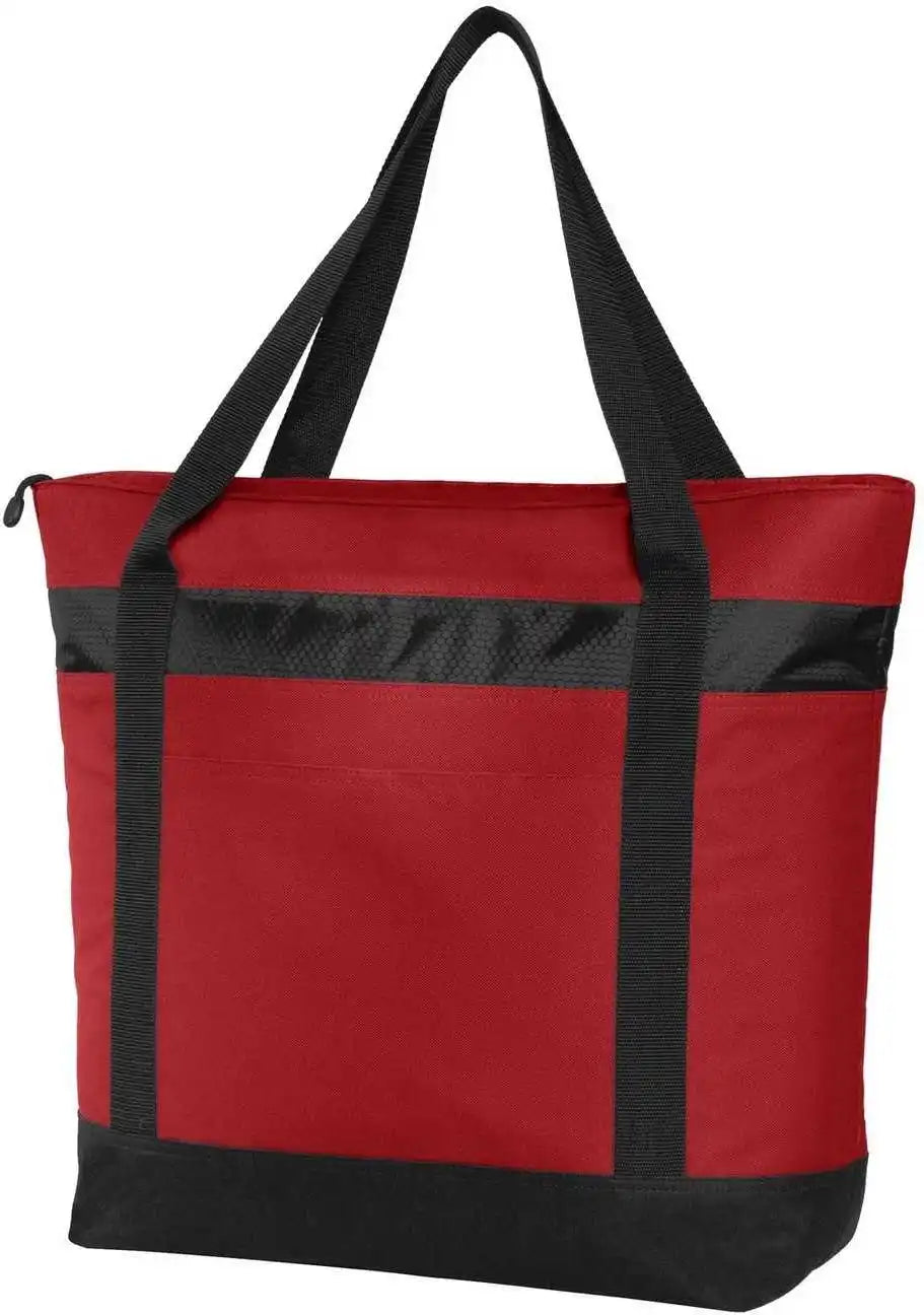 Port Authority Bg527 Large Tote Cooler - Chili Red Black