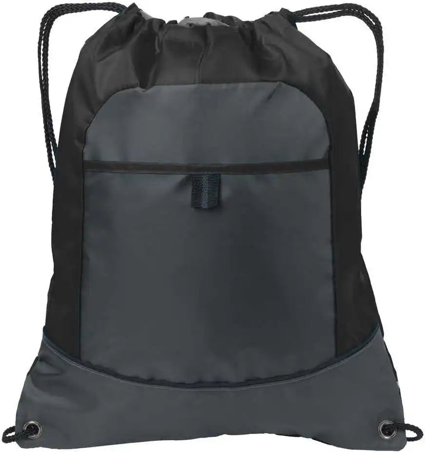 Port Authority Bg611 Pocket Cinch Pack - Black Deep Smoke - Gray