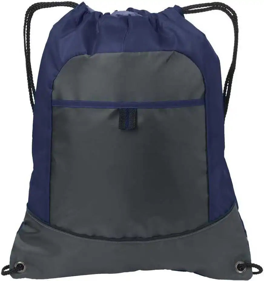 Port Authority Bg611 Pocket Cinch Pack True Navy Deep Smoke Gray