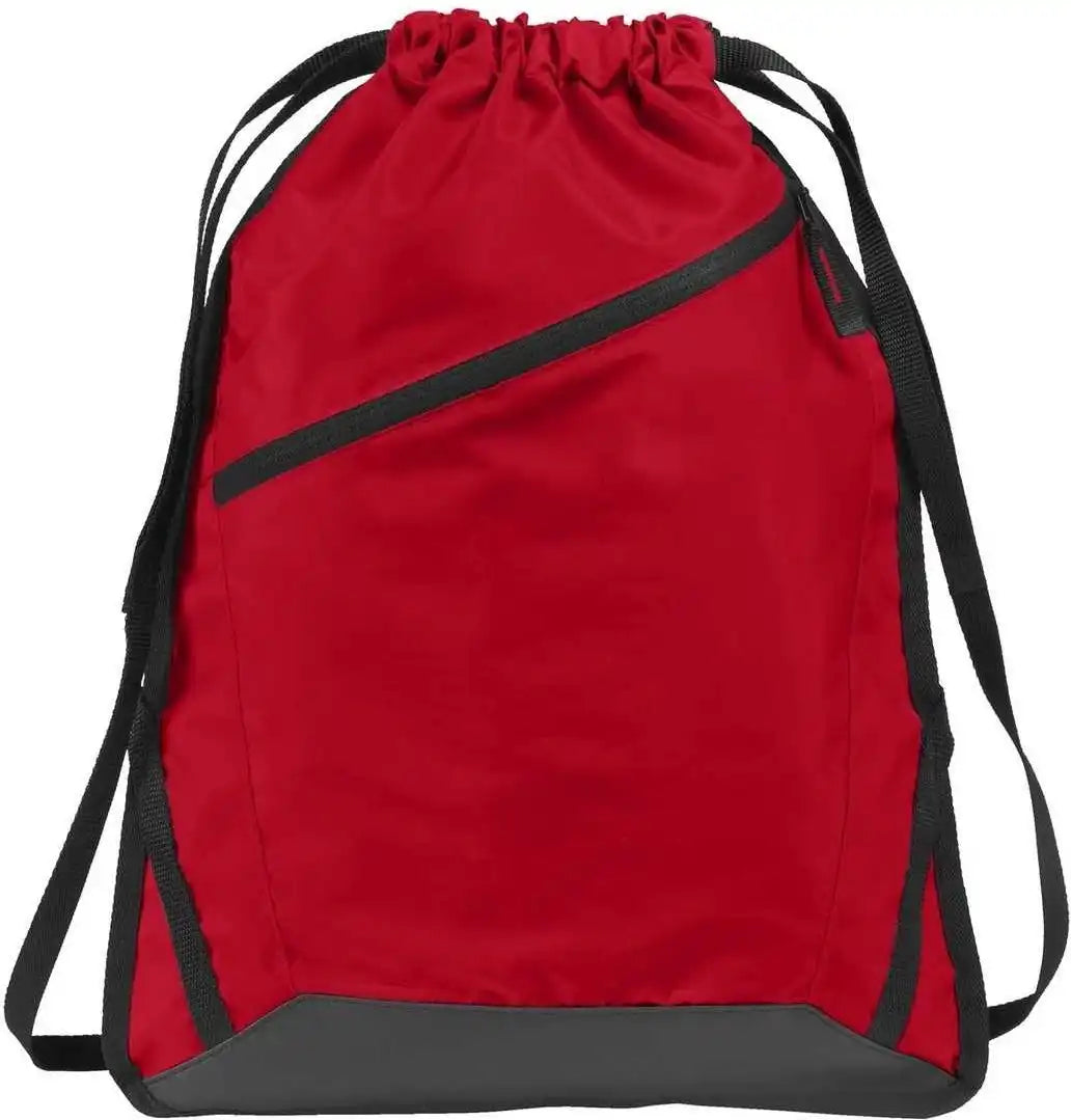 Port Authority Bg616 Zip-it Cinch Pack - True Red Black
