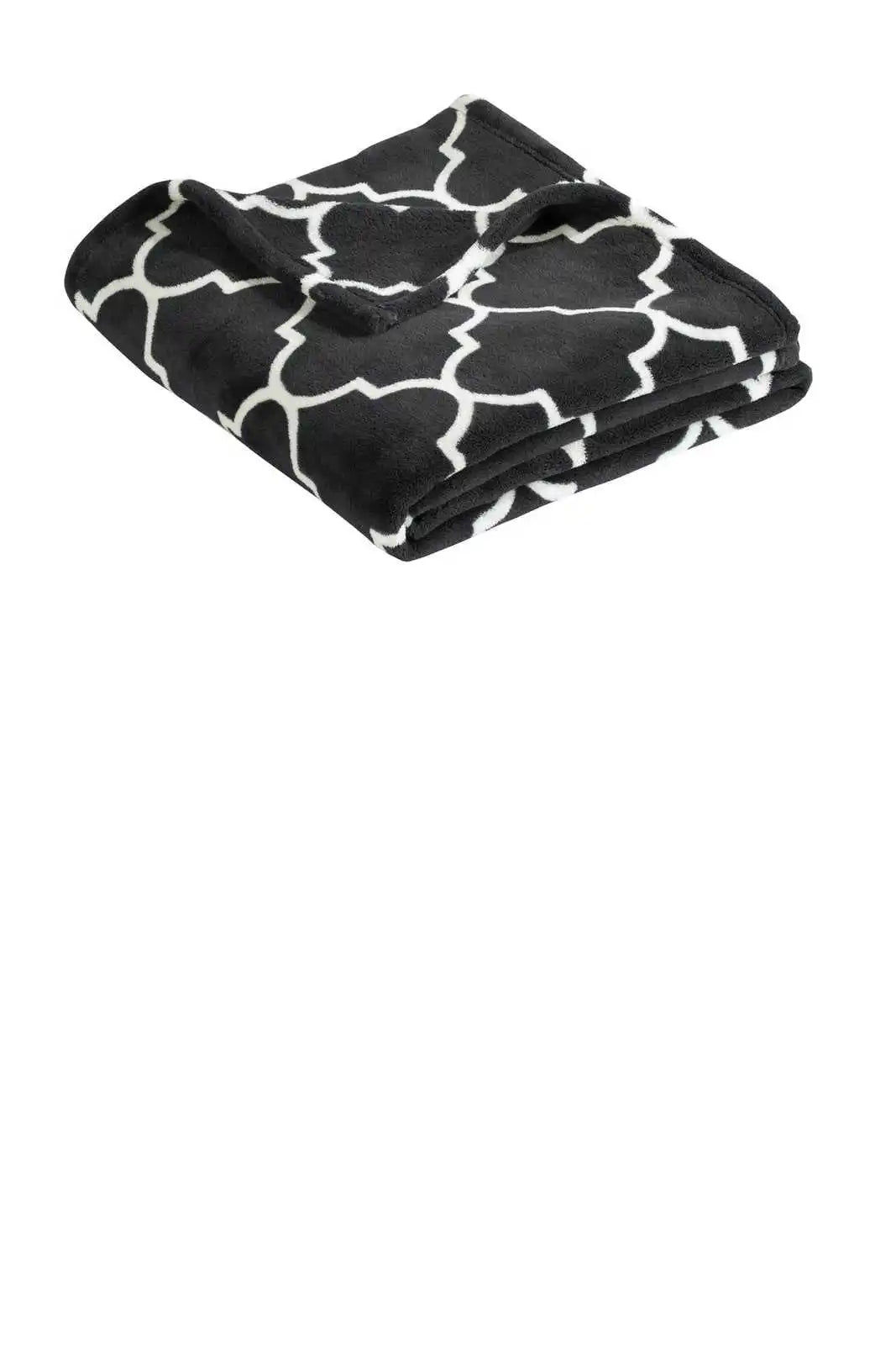 Port Authority Bp31 Ultra Plush Blanket - Graphite/ Quatrefoil - Dark Gray White / Osfa